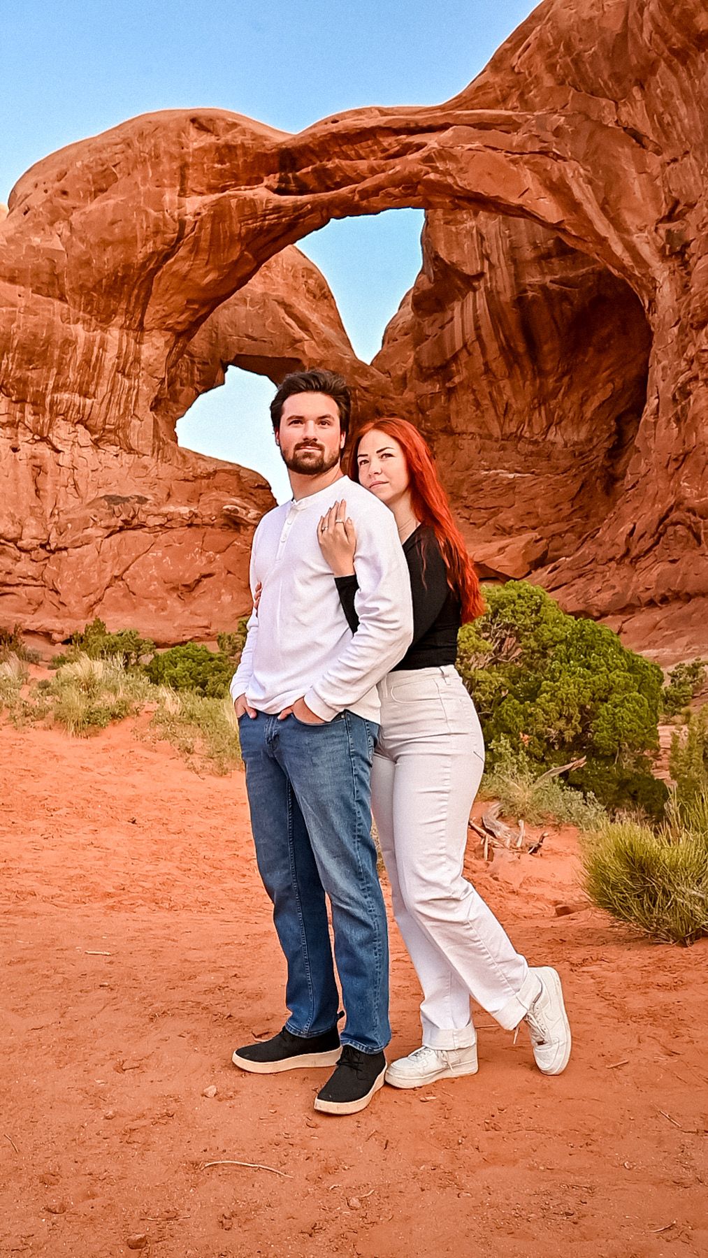 Moab double arches engagement elopement couple photography elopement photographer