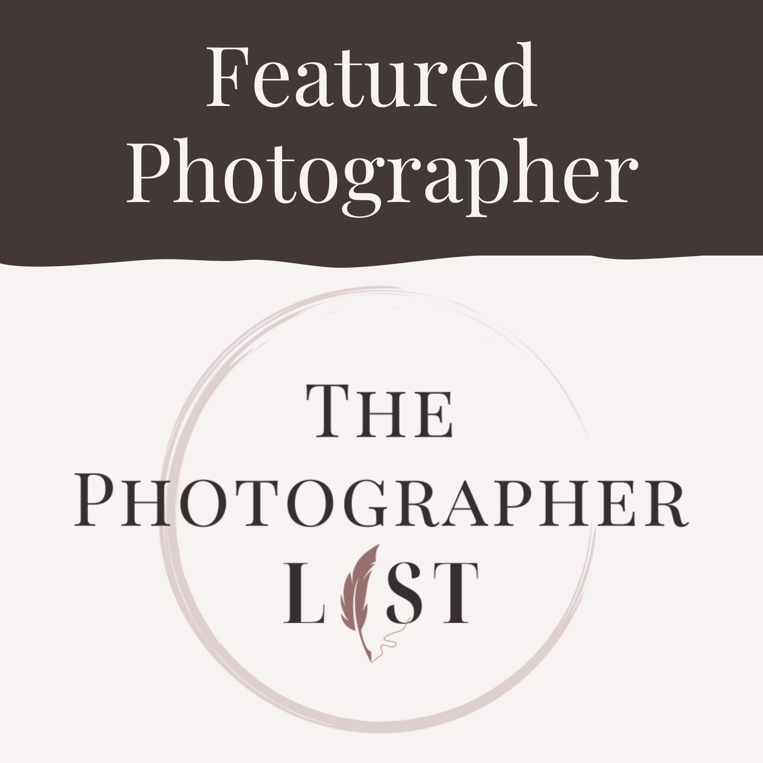 A minimalist monochromatic design for a featured photographer logo with text 'The Photographer List'.