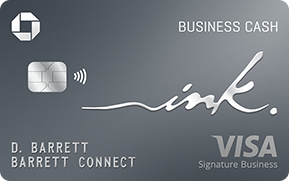 Ink Business Cash credit card with signature design on dark gray background.