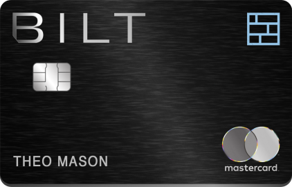 Sleek black BILT Mastercard with minimalist design and metallic chip.