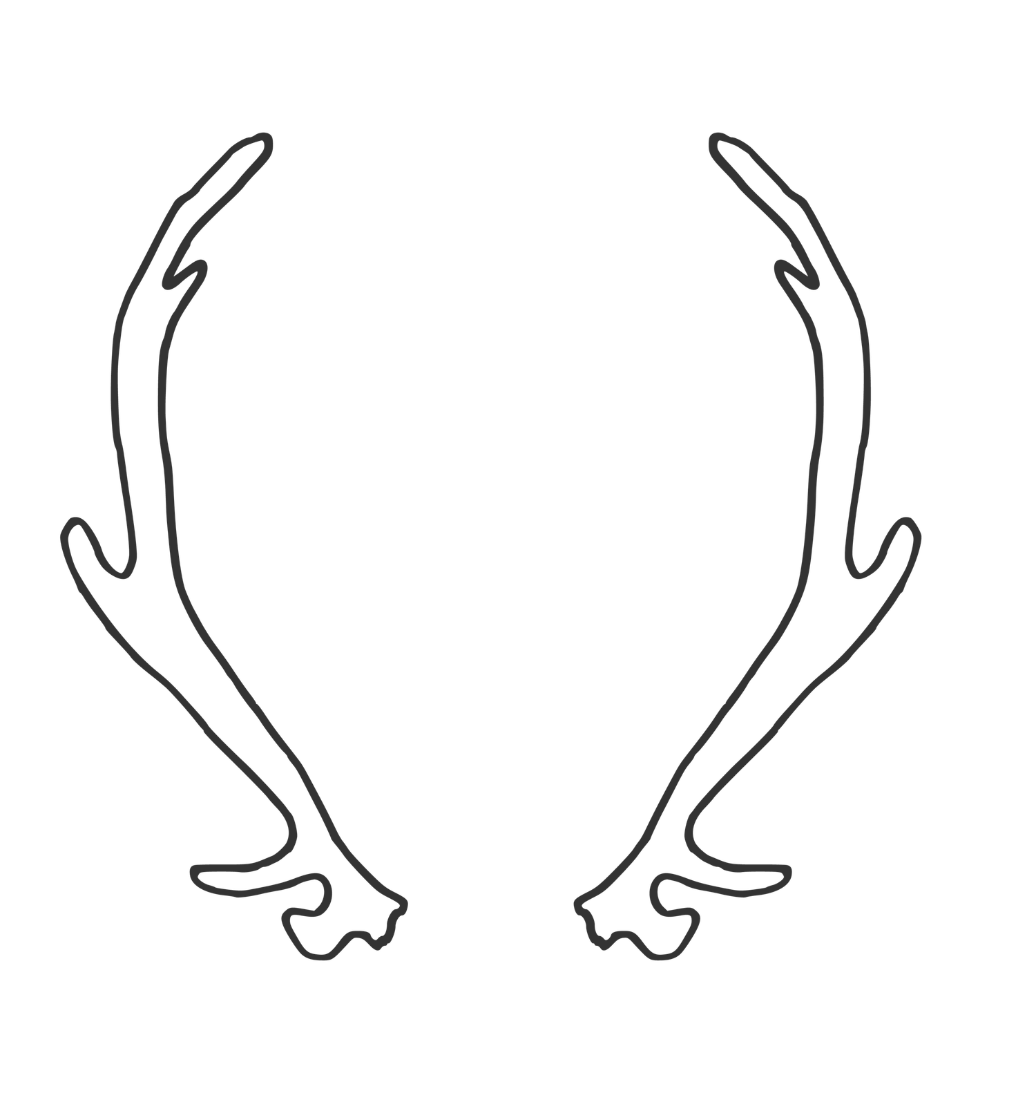 Minimalist drawings of deer antlers in varying sizes.