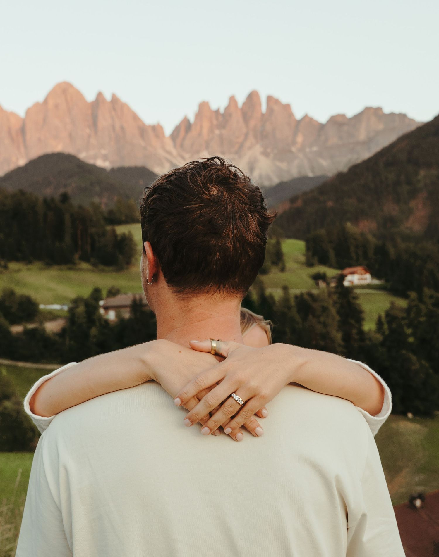 Intimate embrace captured in the Dolomites, Italy.