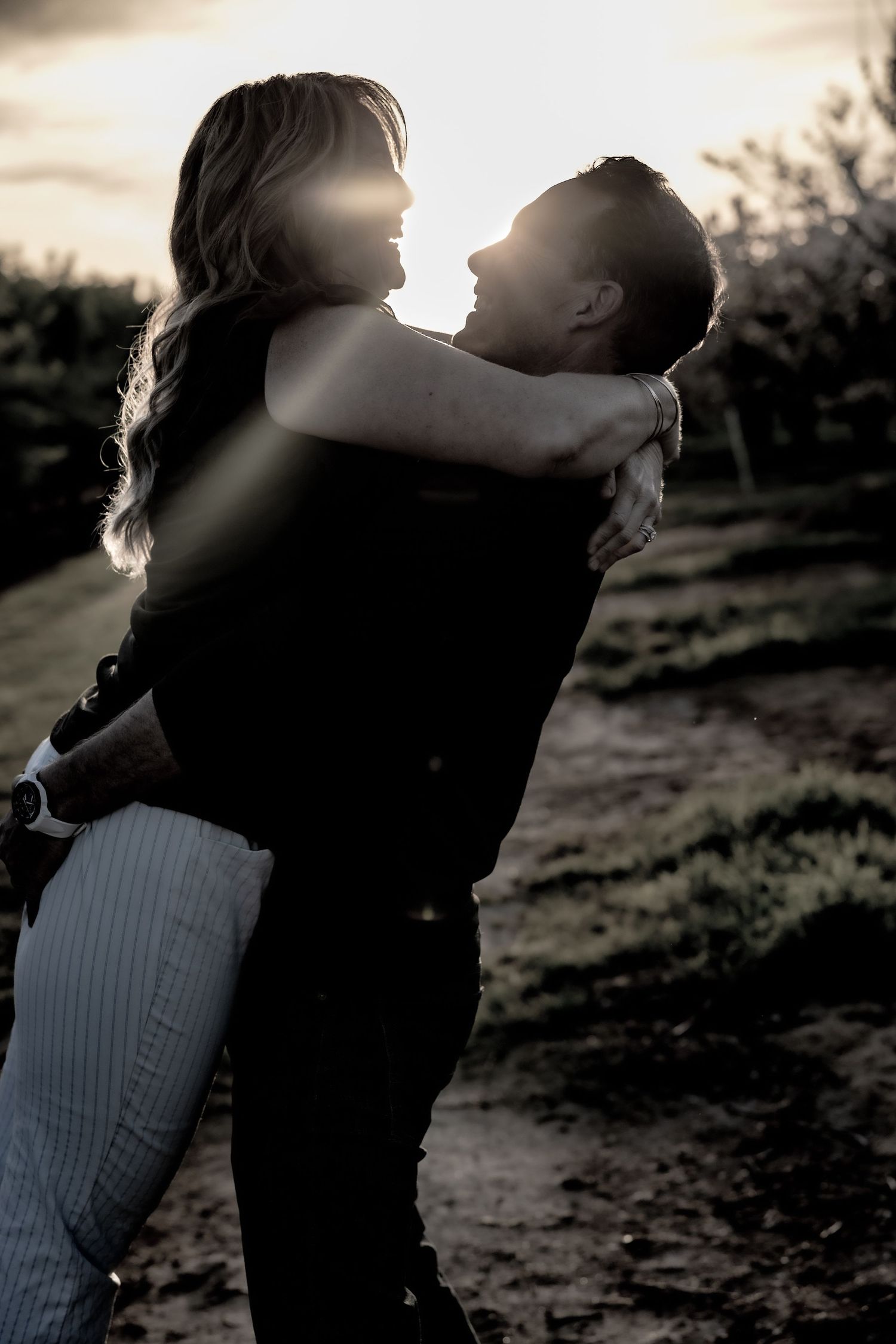 Romantic golden hour engagement photo in Lodi, CA. Candid, emotional, and timeless photography that captures real love and connection.