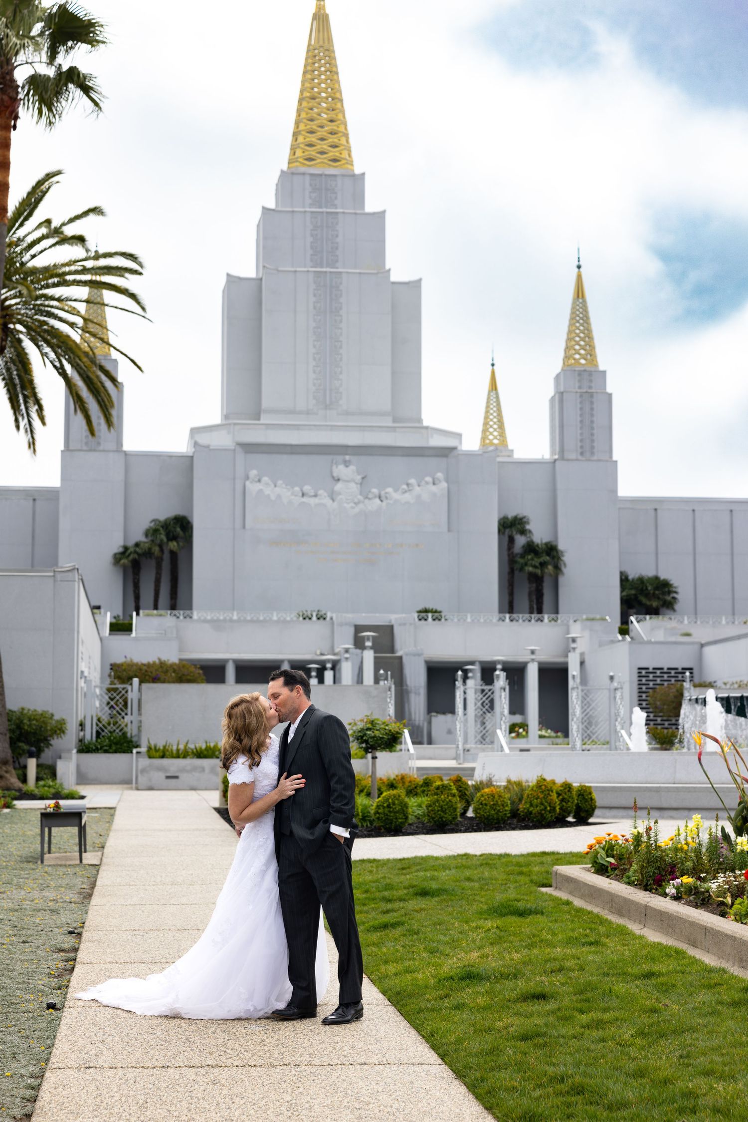 A fairytale moment at the Oakland Temple—pure joy, timeless love, and a stunning backdrop to begin forever.