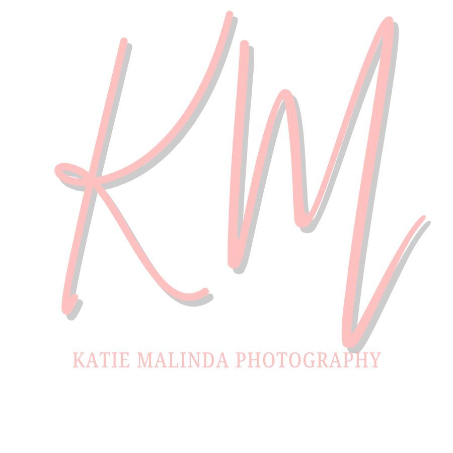 Pink cursive Katie Malinda photography logo design in soft watercolor style for the brand photographer Katie Malinda in Lodi California.