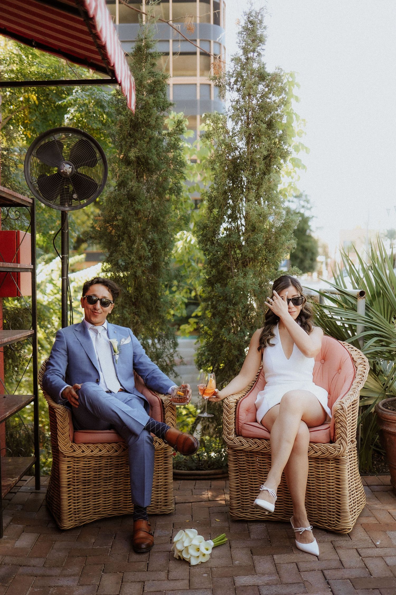 Wedding day couple session at sammie's patio in Austin, Tx
