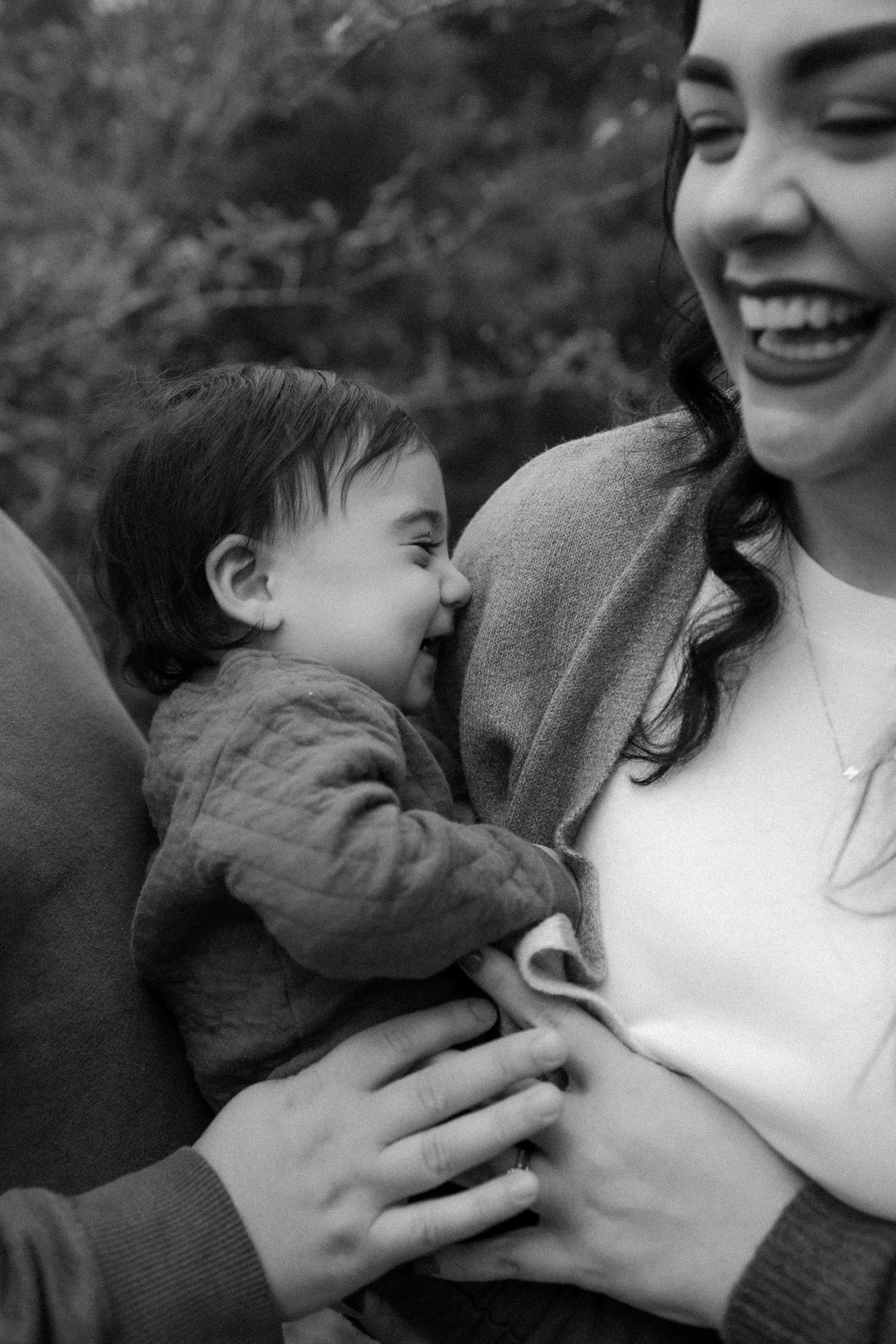 mother and son black and white south austin park