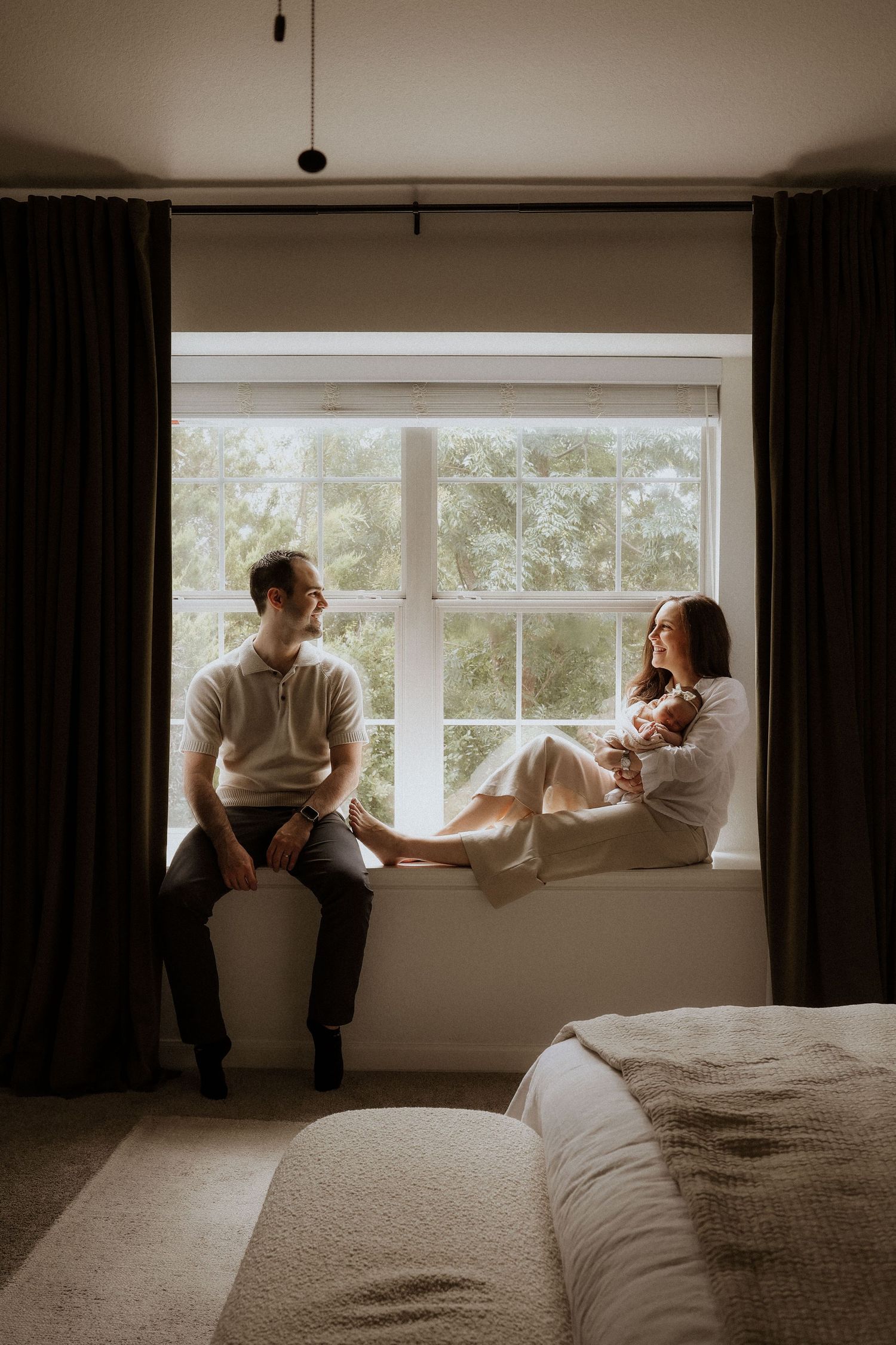 newborn lifestyle photography, mom and dad, in-home, by the window