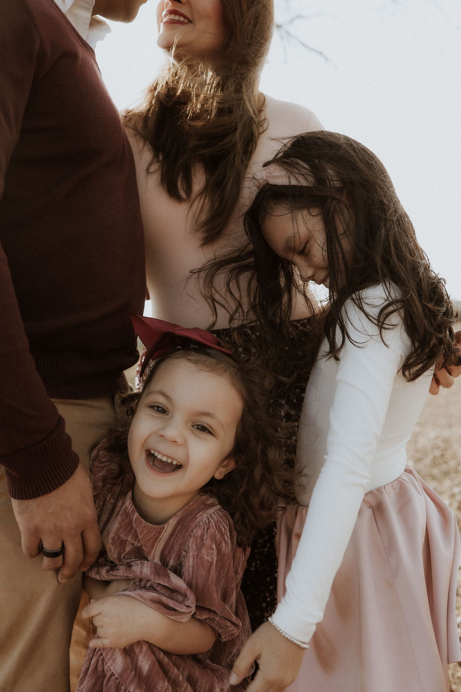 candid family portrait, texas hill country