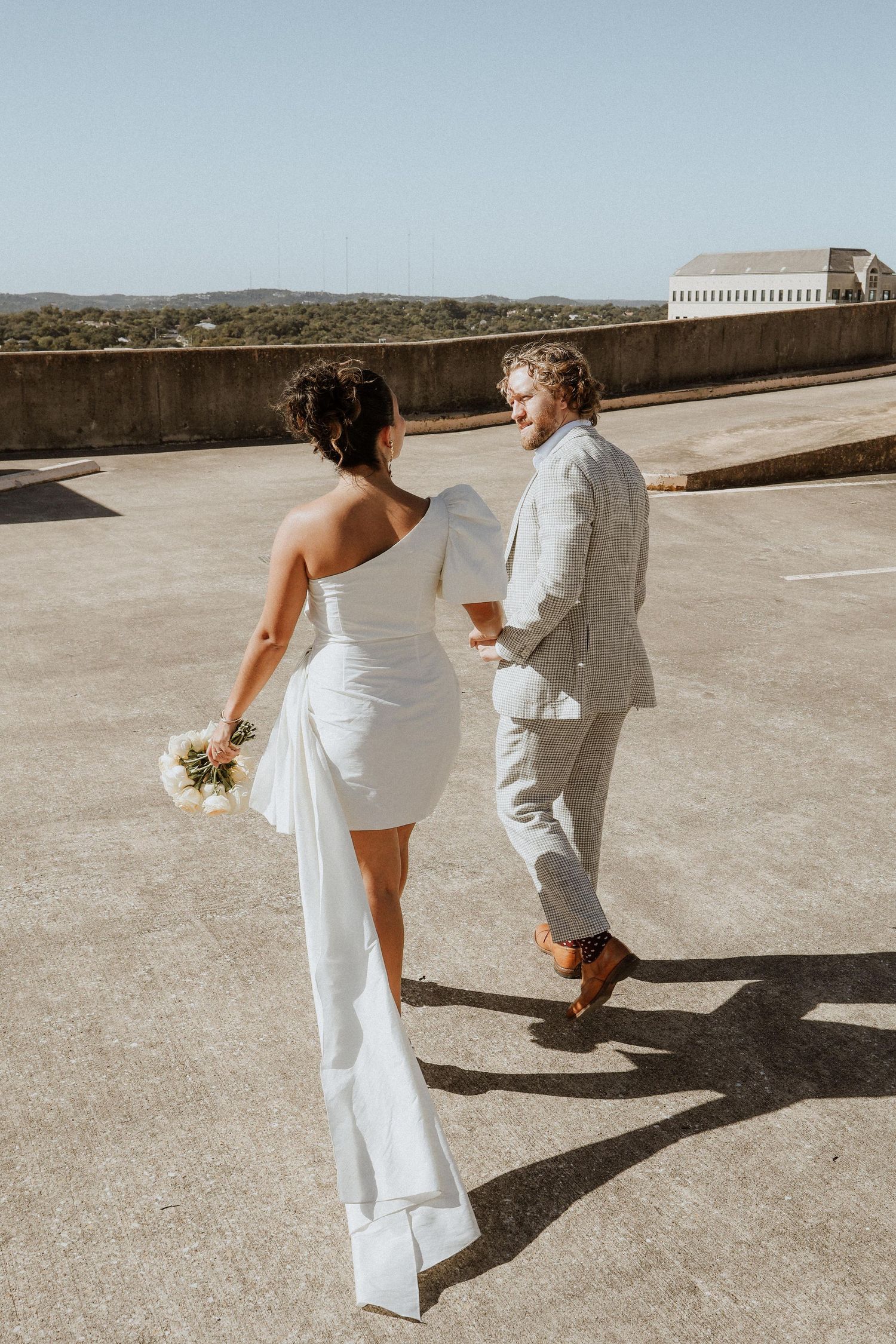 couple, wedding, photoshoot, rooftop, downtown austin