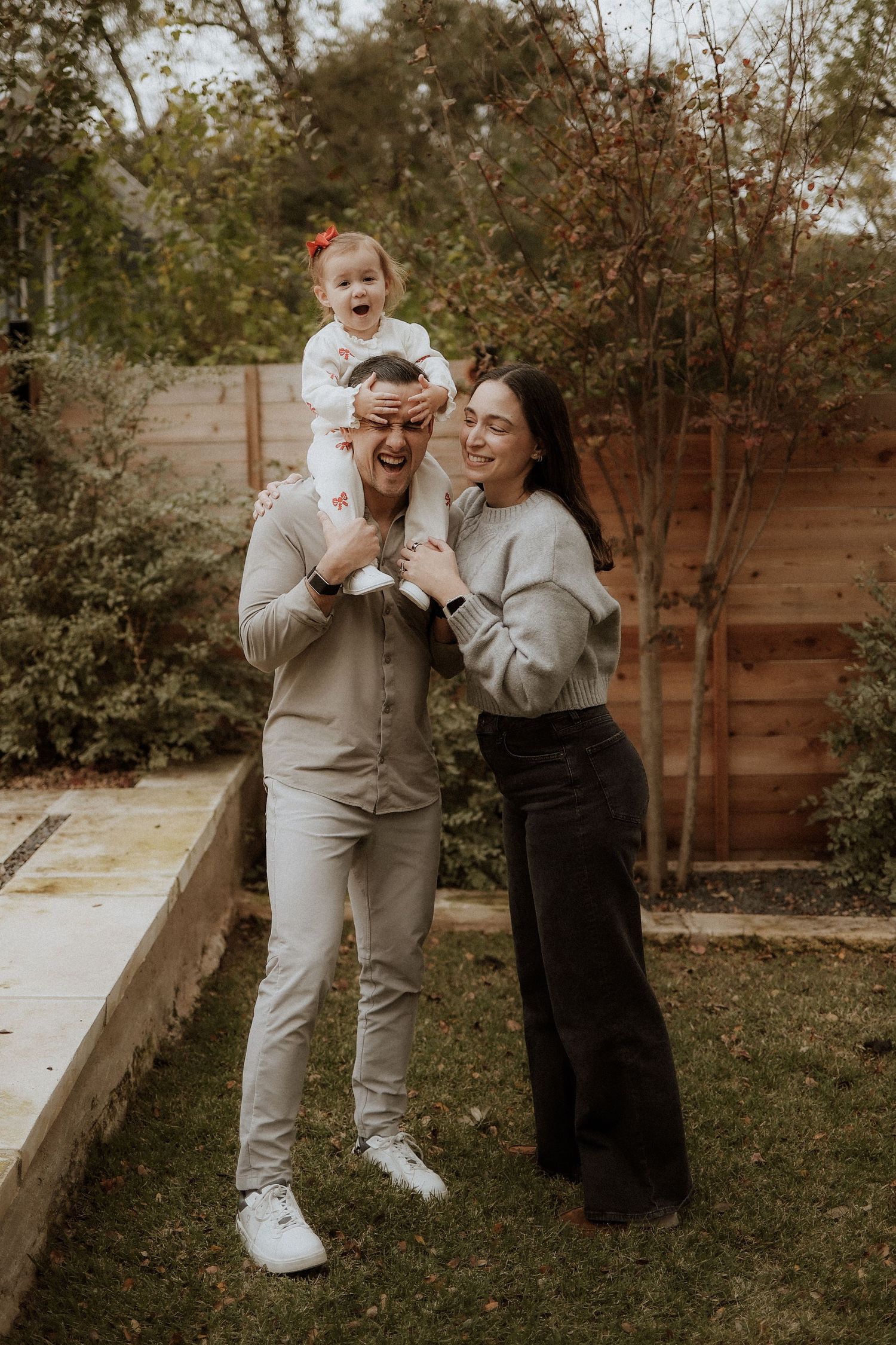 family portrait backyard candid natural playful