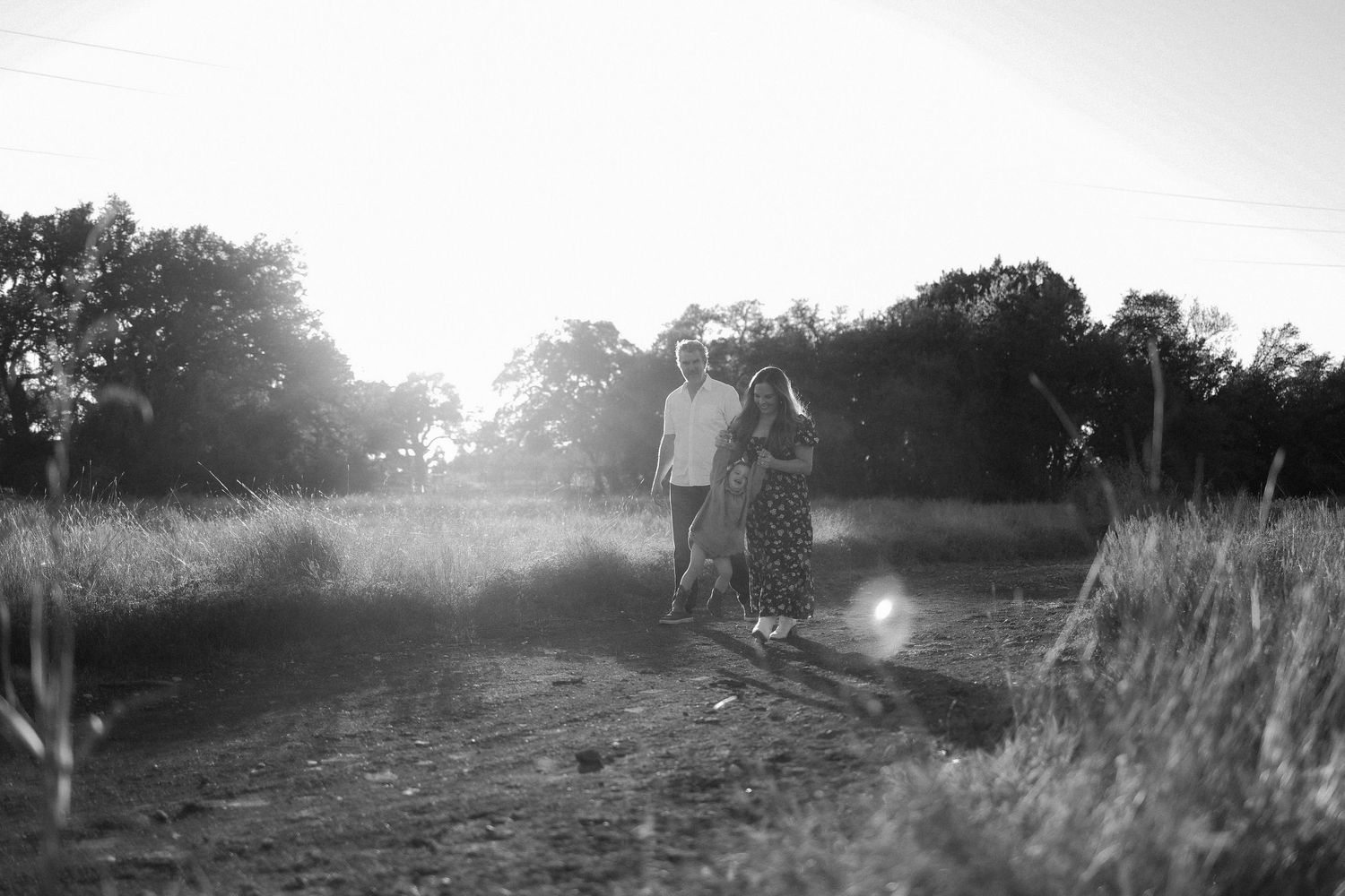 family portrait texas hill country black and white