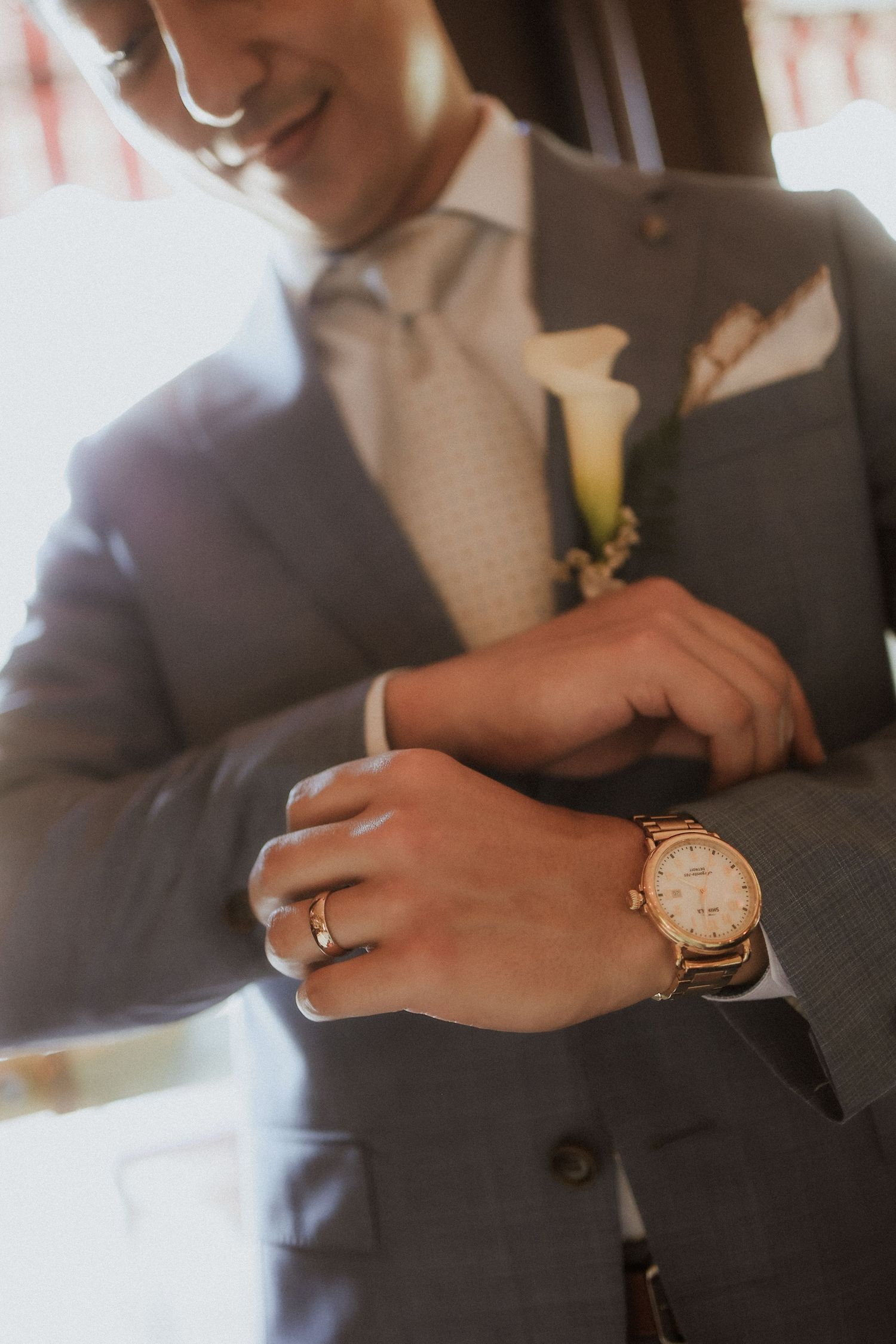 groom detail picture, italian restaurant, austin