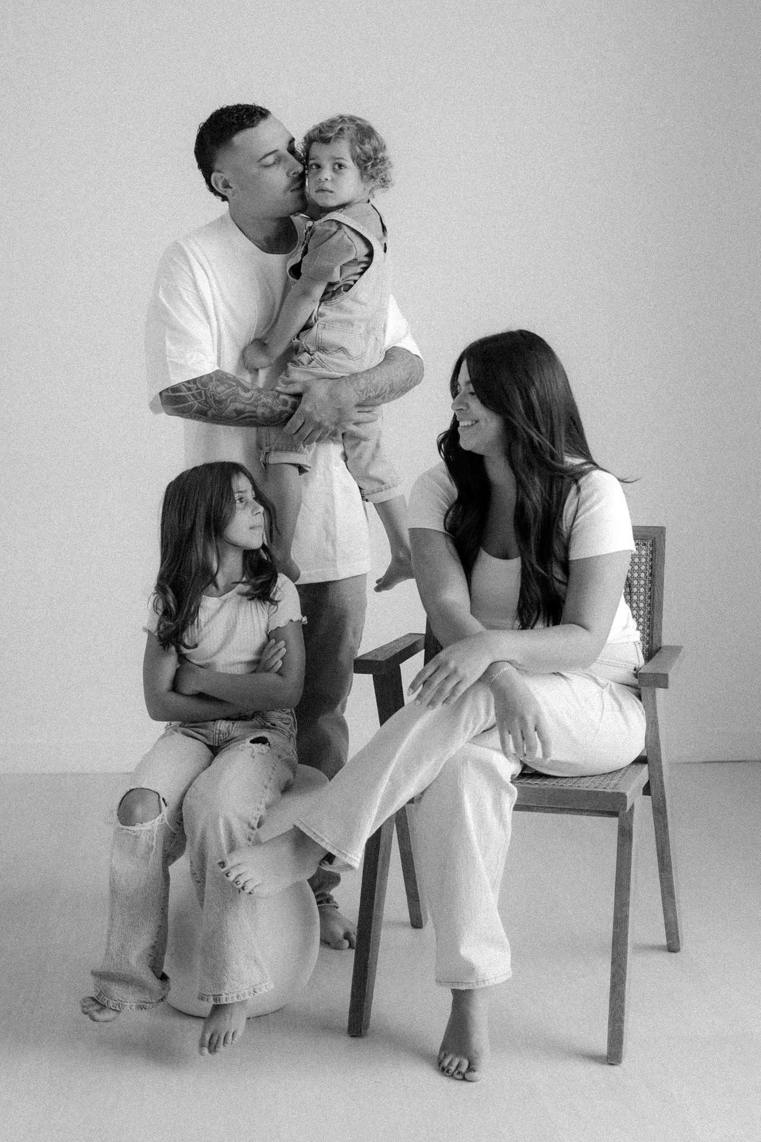 family photoshoot in studio, the lumen room austin, black and white