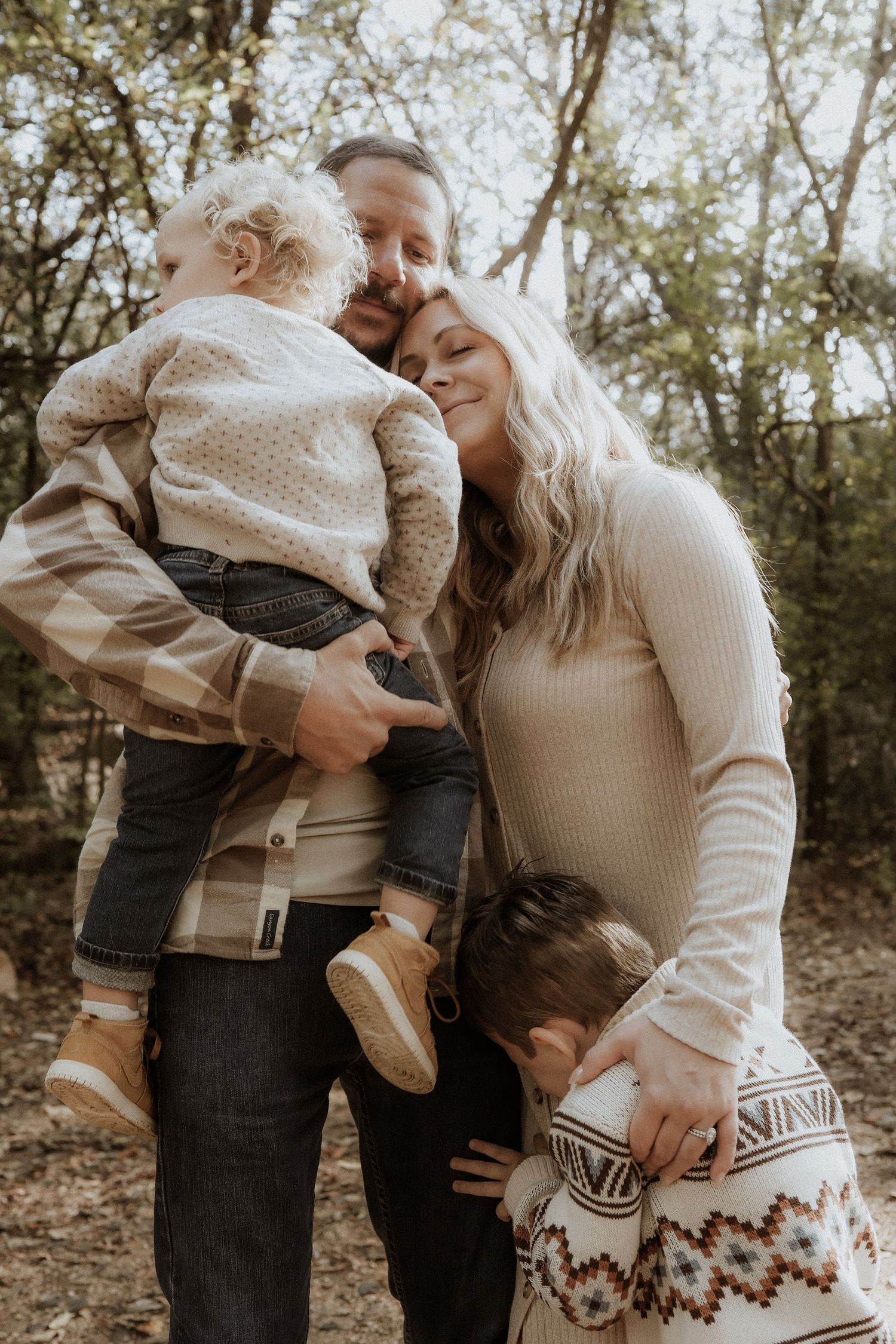 family candid portrait, outdoors, austin