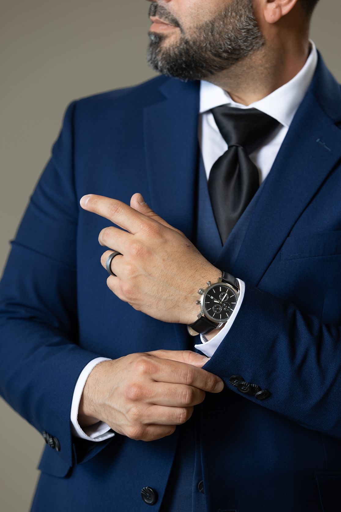 Stylish groom portrait in blue suit — wedding photography Puerto Rico by Raymond Vega Photography + Cinema