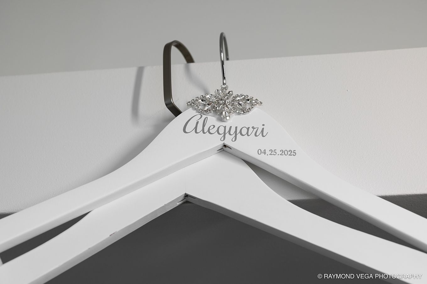 White wedding dress hanger personalized with 