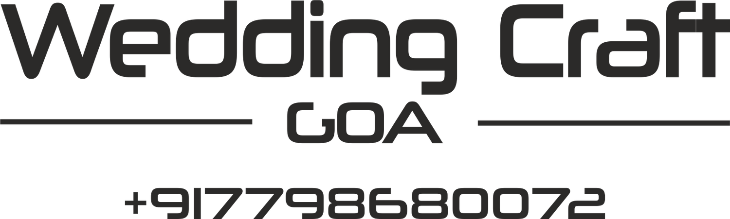 Black text logo for 'Wedding Craft GOA' with contact information.