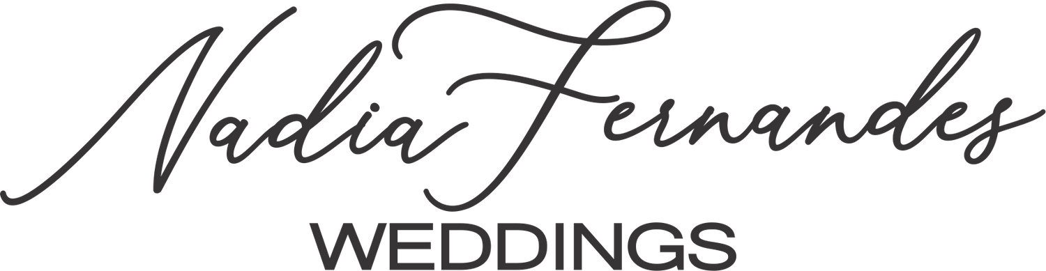 Stylized signature logo for 'Nadia Fernandes Weddings' in elegant script.