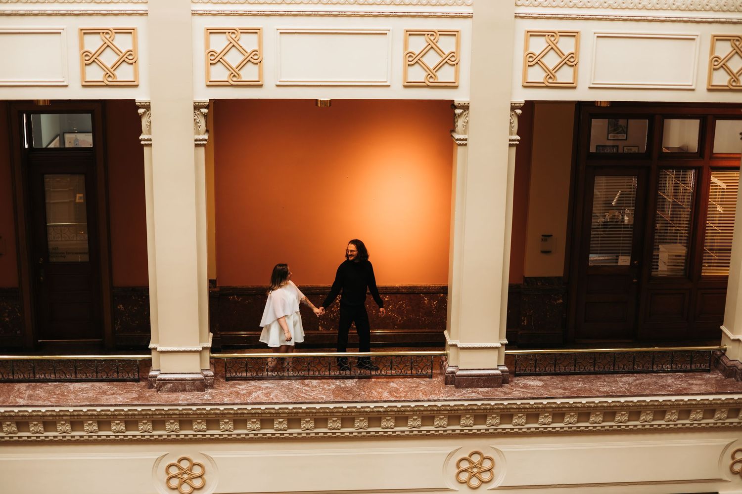 St. Paul Minnesota, Landmark Center engagement portrait session with Willow & Wren Photography.