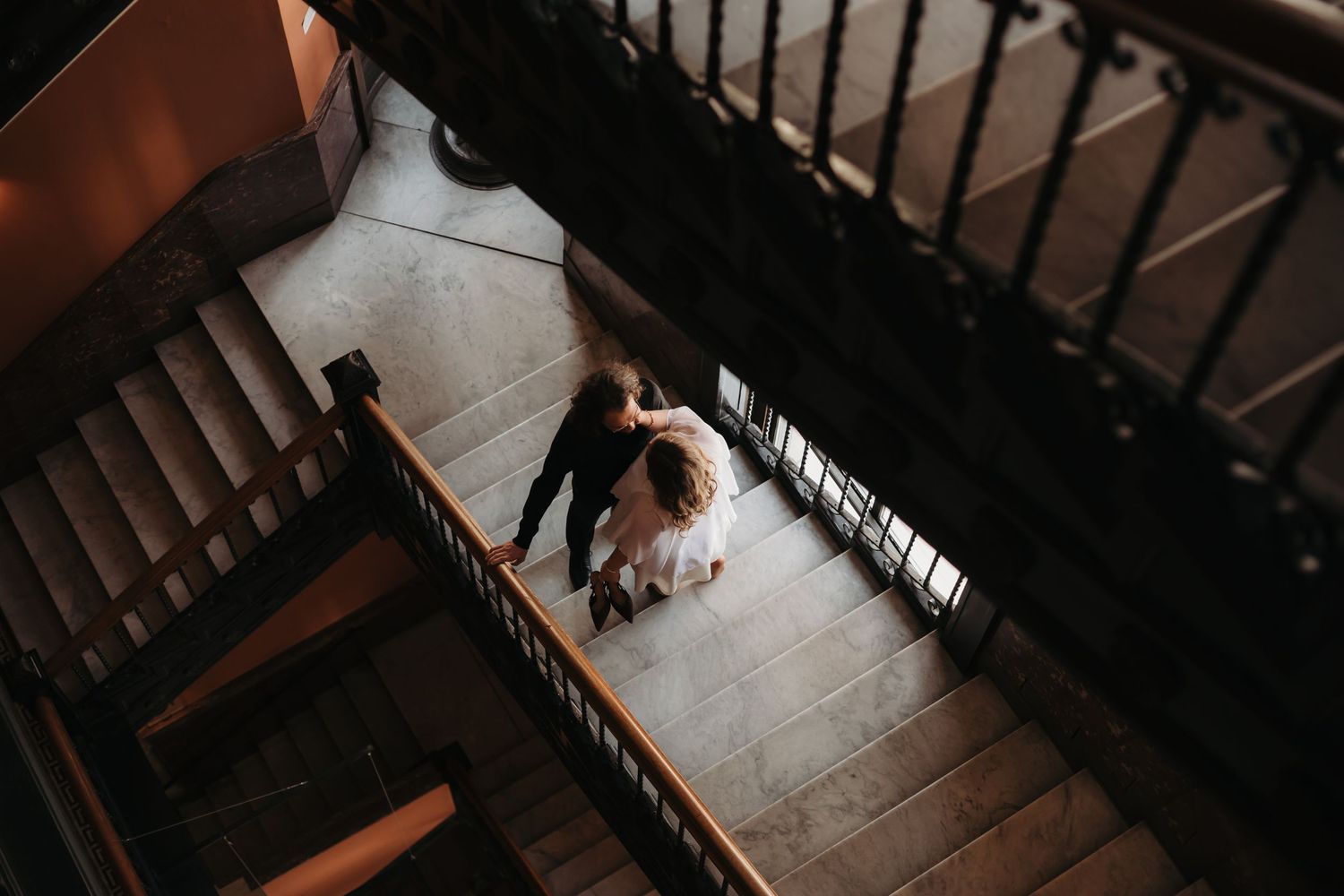 St. Paul Minnesota, Landmark Center engagement portrait session with Willow & Wren Photography.