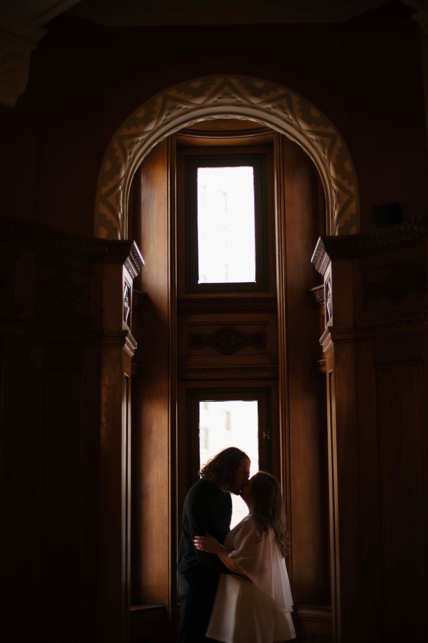 St. Paul Minnesota, Landmark Center engagement portrait session with Willow & Wren Photography.
