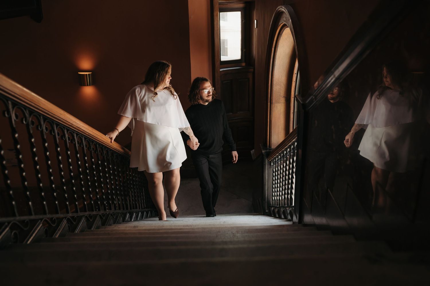 St. Paul Minnesota, Landmark Center engagement portrait session with Willow & Wren Photography.