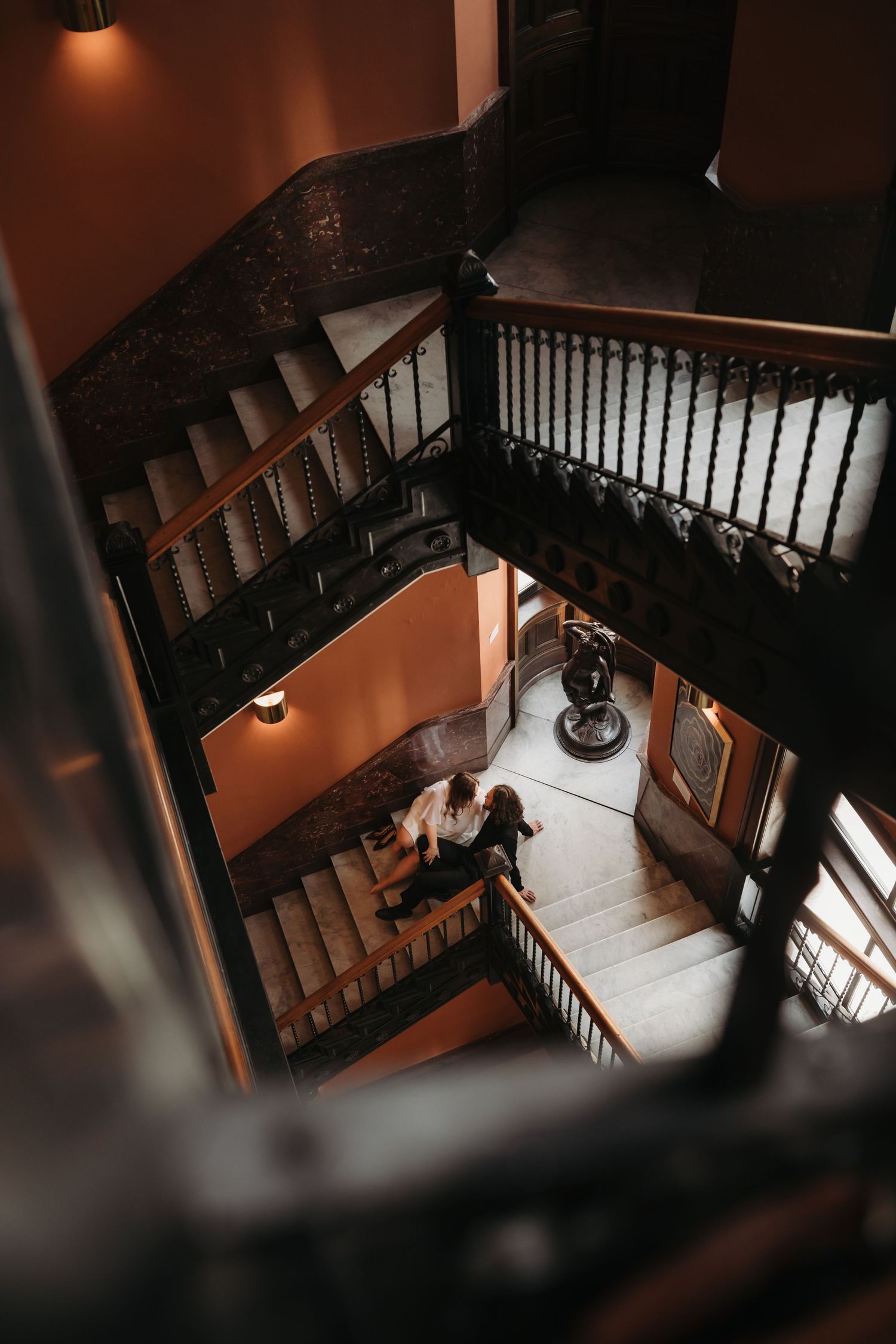 St. Paul Minnesota, Landmark Center engagement portrait session with Willow & Wren Photography.