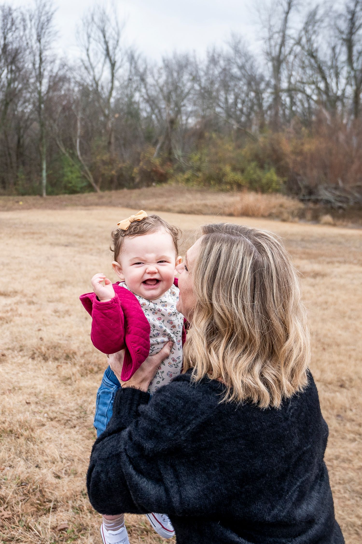 A heartwarming moment shared between parent and child on a winter afternoon.