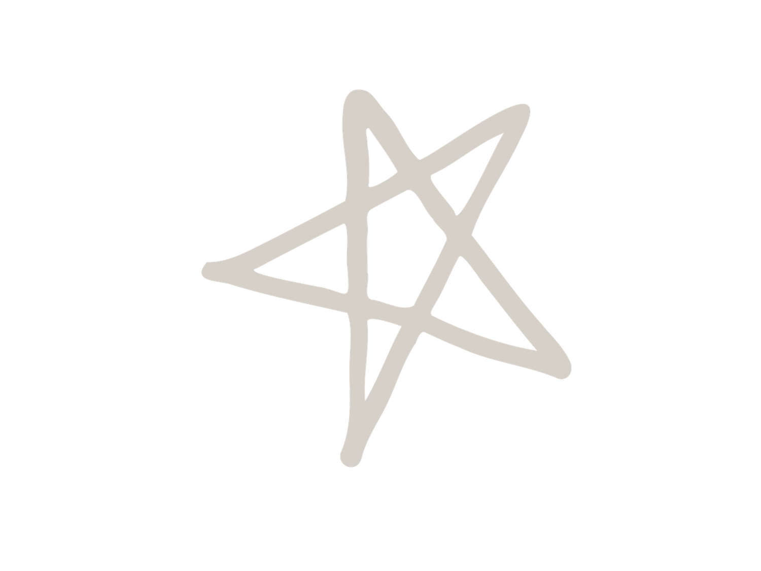 A hand-drawn star outline in light beige on a white background.