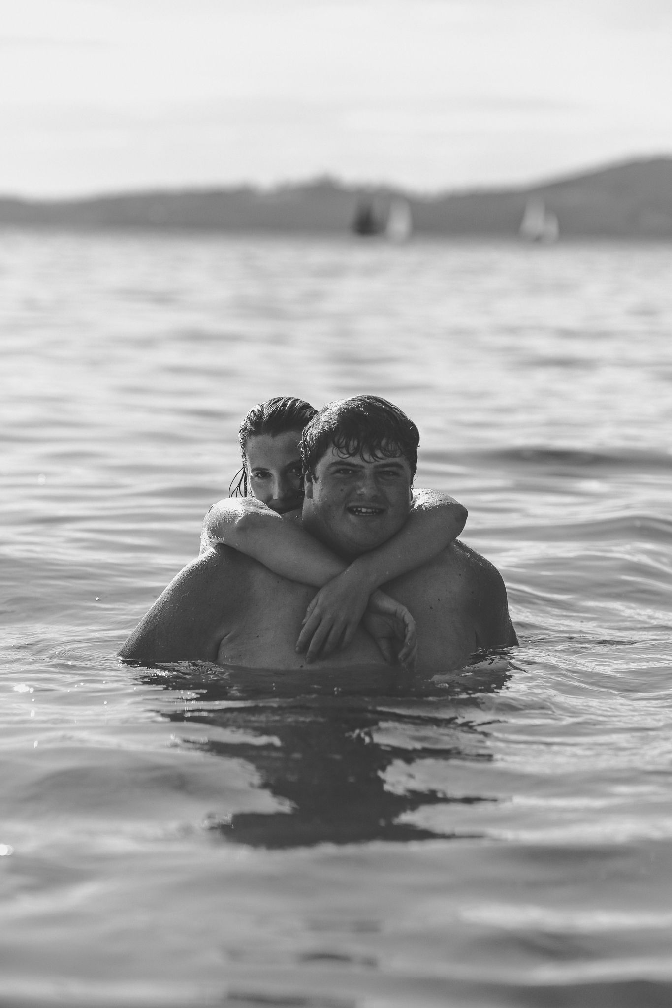 Couple portrait session in ocean