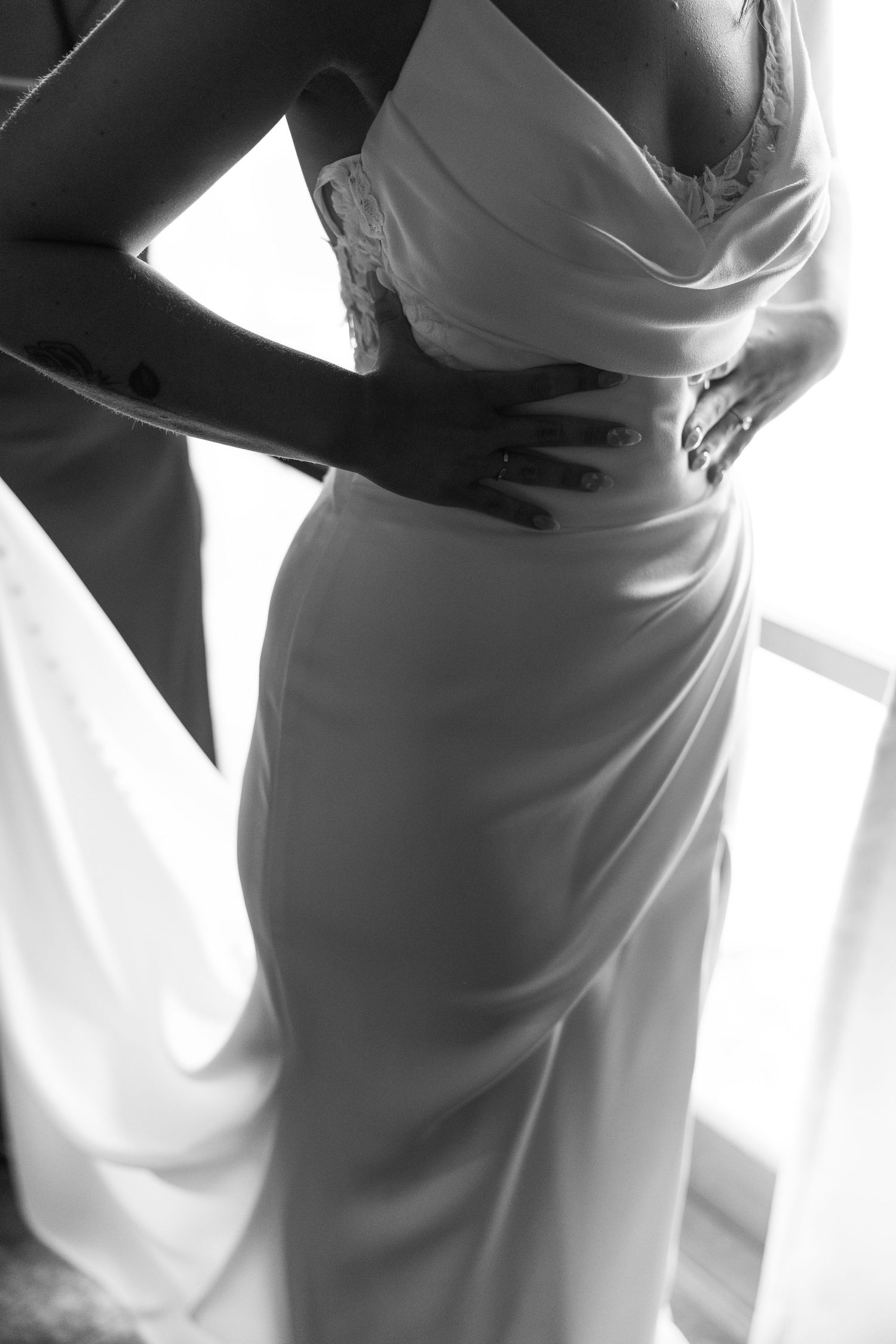 Portrait of bride's dress
