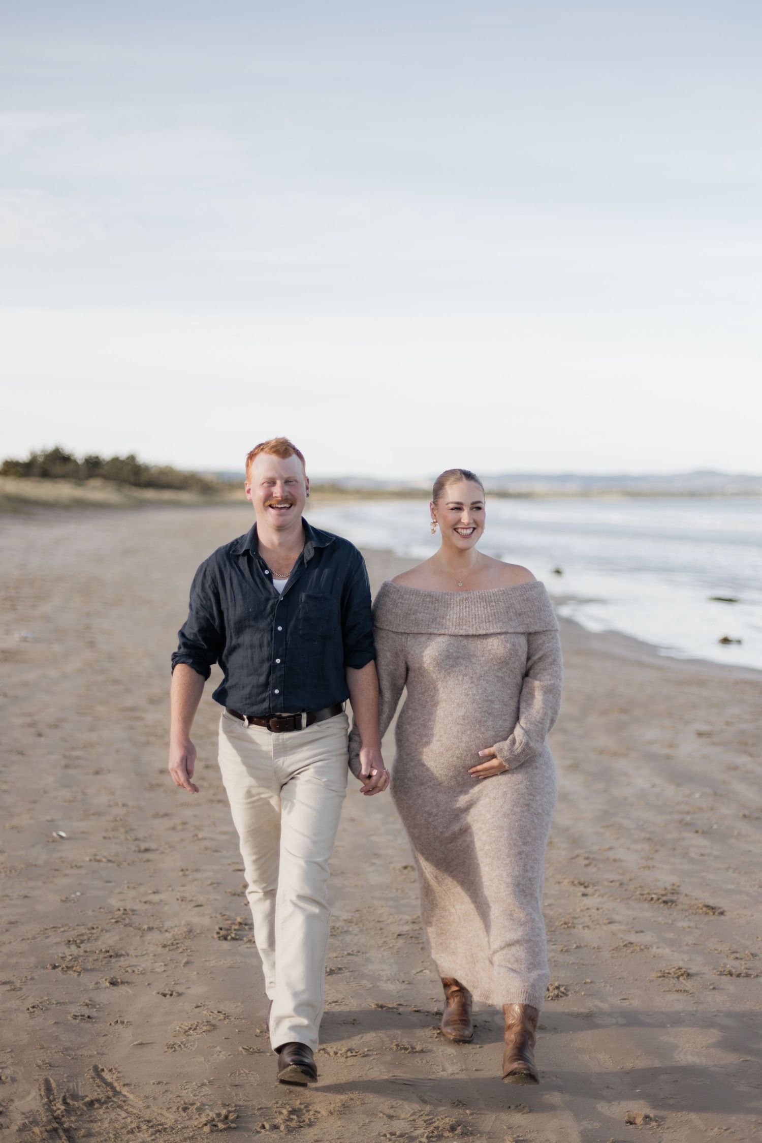Couple portrait session on beach