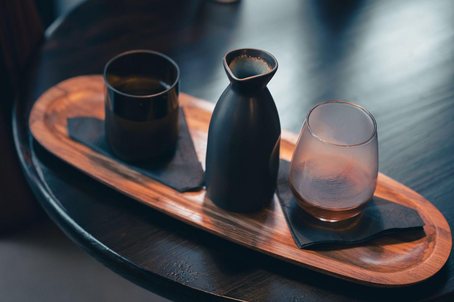 Coffee service with carafe and glassware at Klerje Coffee in East Austin