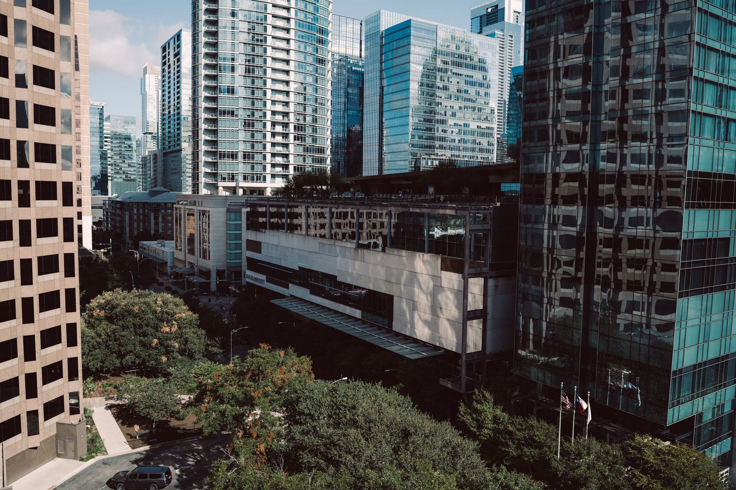 Downtown Austin architecture and high-rise buildings viewed from above