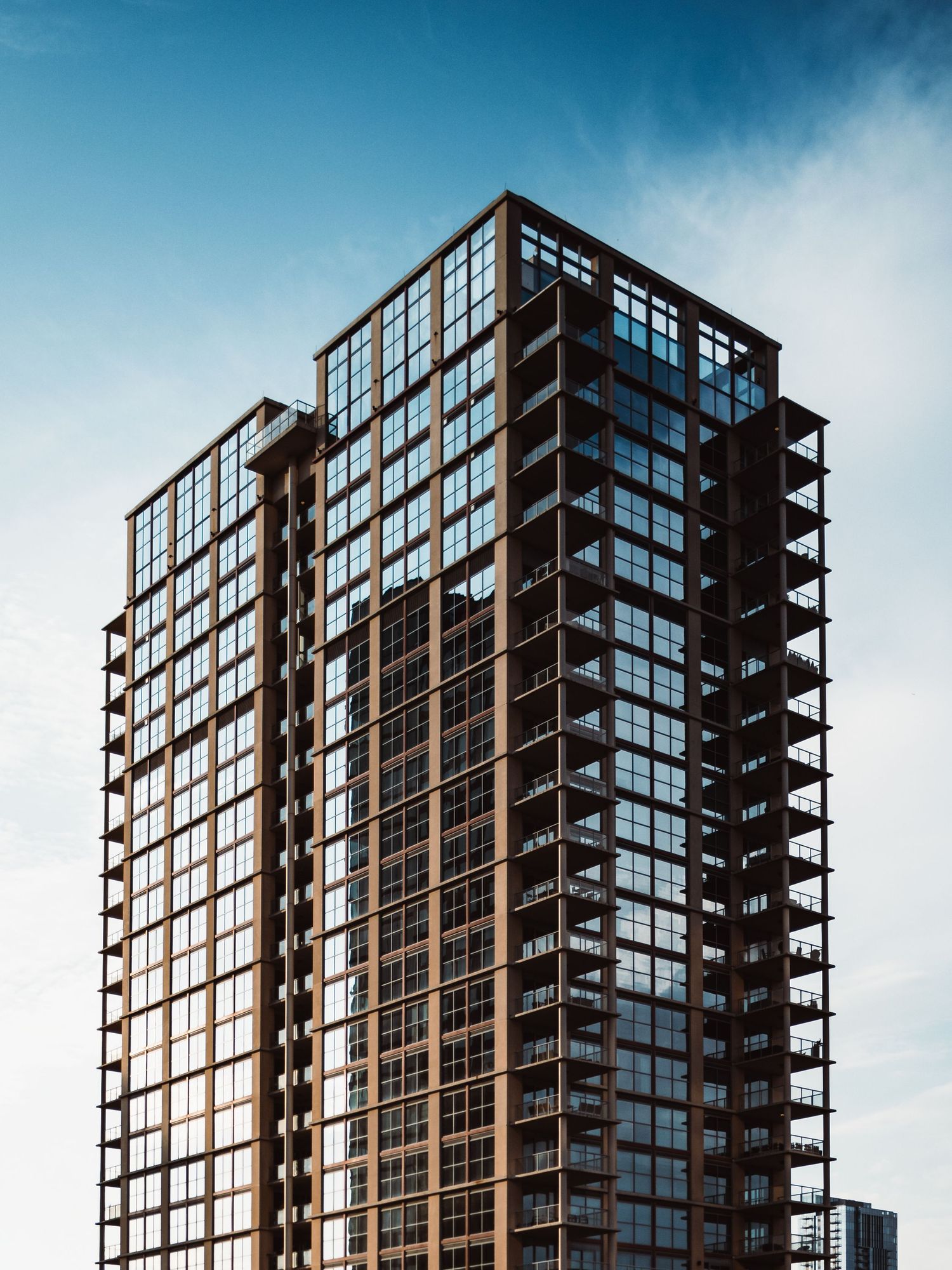 Modern residential high-rise against the sky in downtown Austin