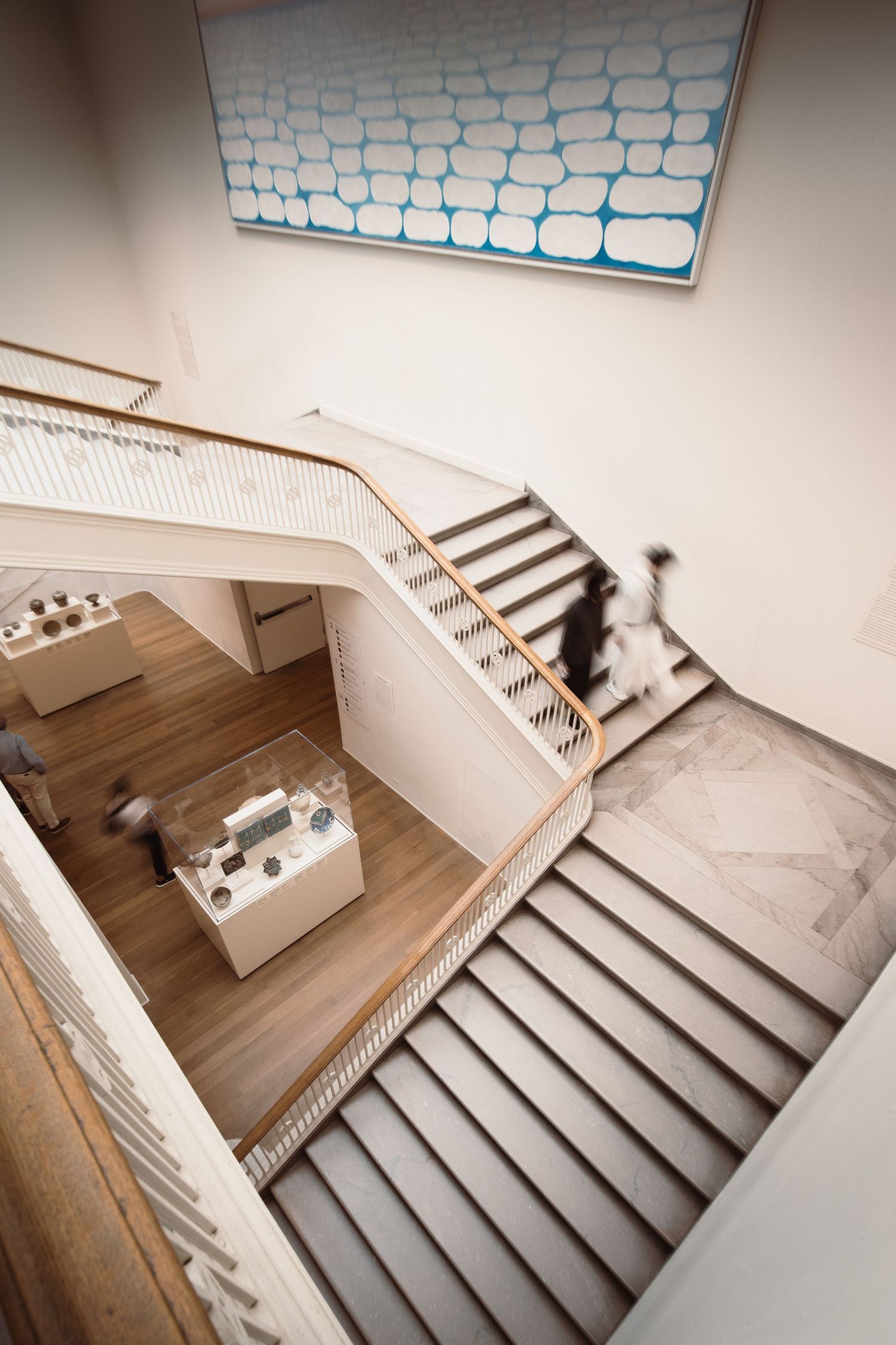 Geometric staircase interior at the Art Institute of Chicago
