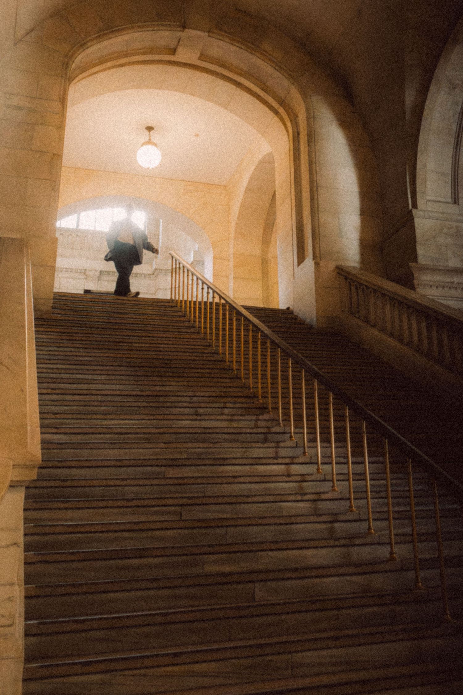 Grand staircase inside the New York Public Library in Manhattan