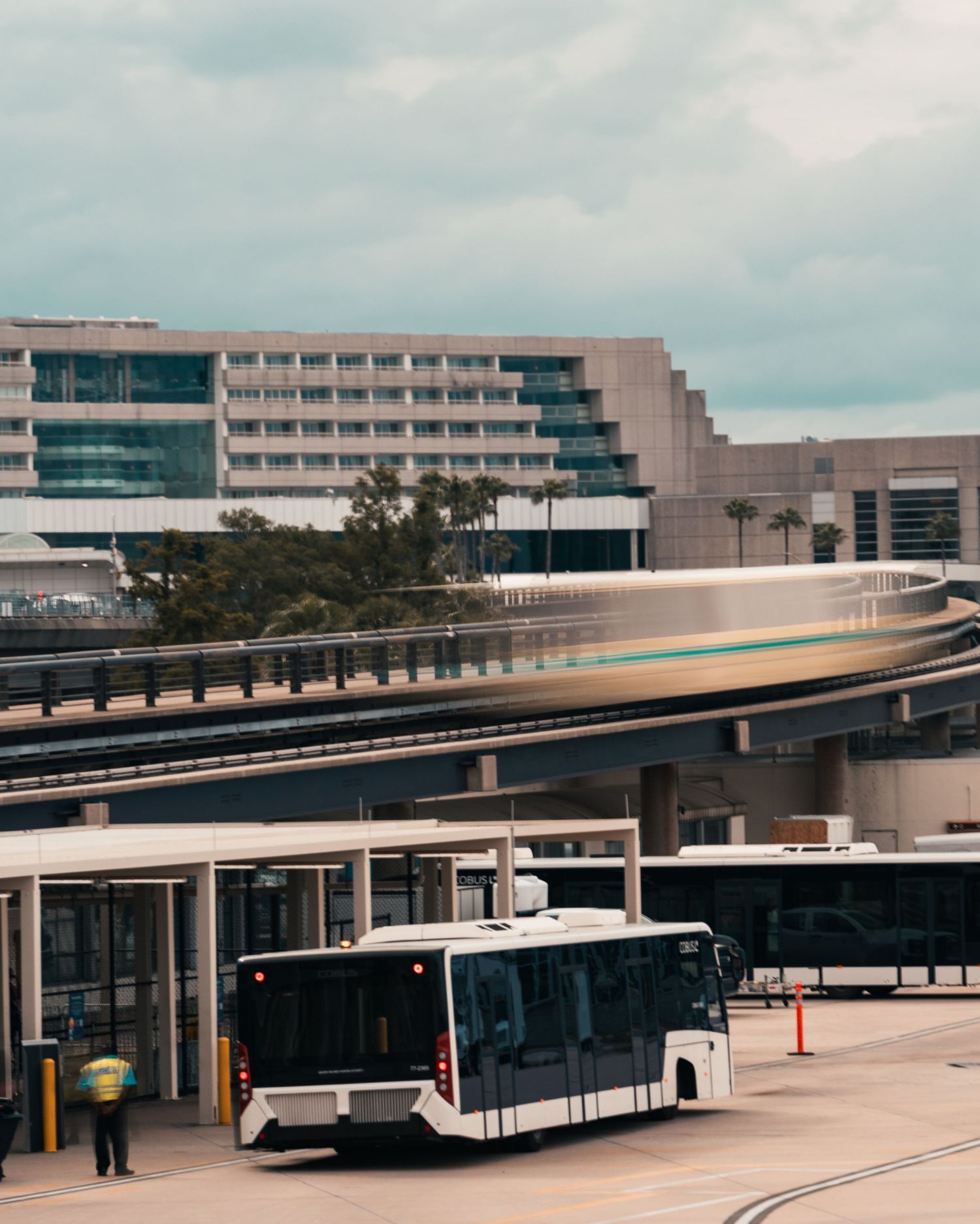 Bus and automated people mover at Orlando International Airport