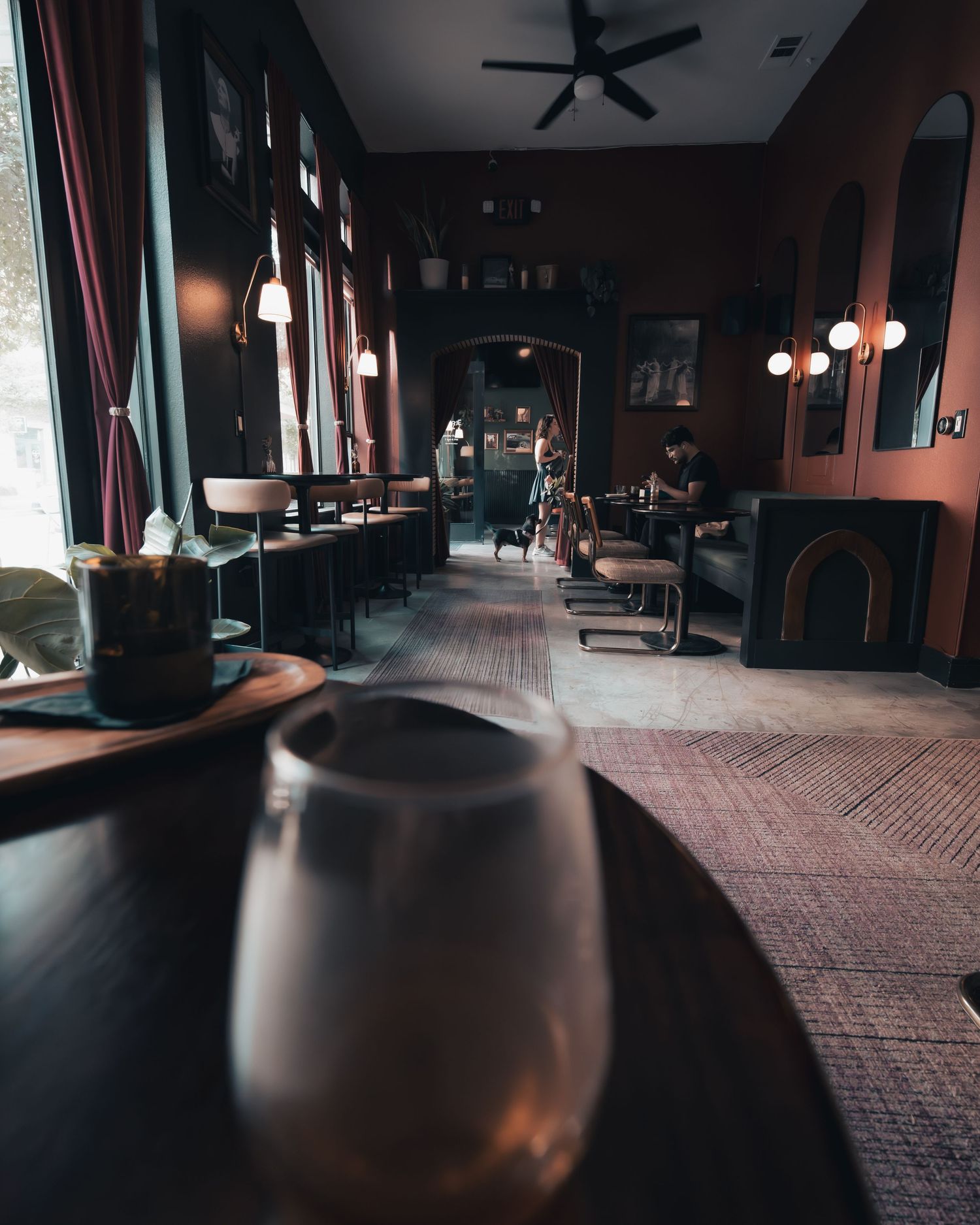 Warm interior seating and atmosphere at Klerje Coffee in East Austin