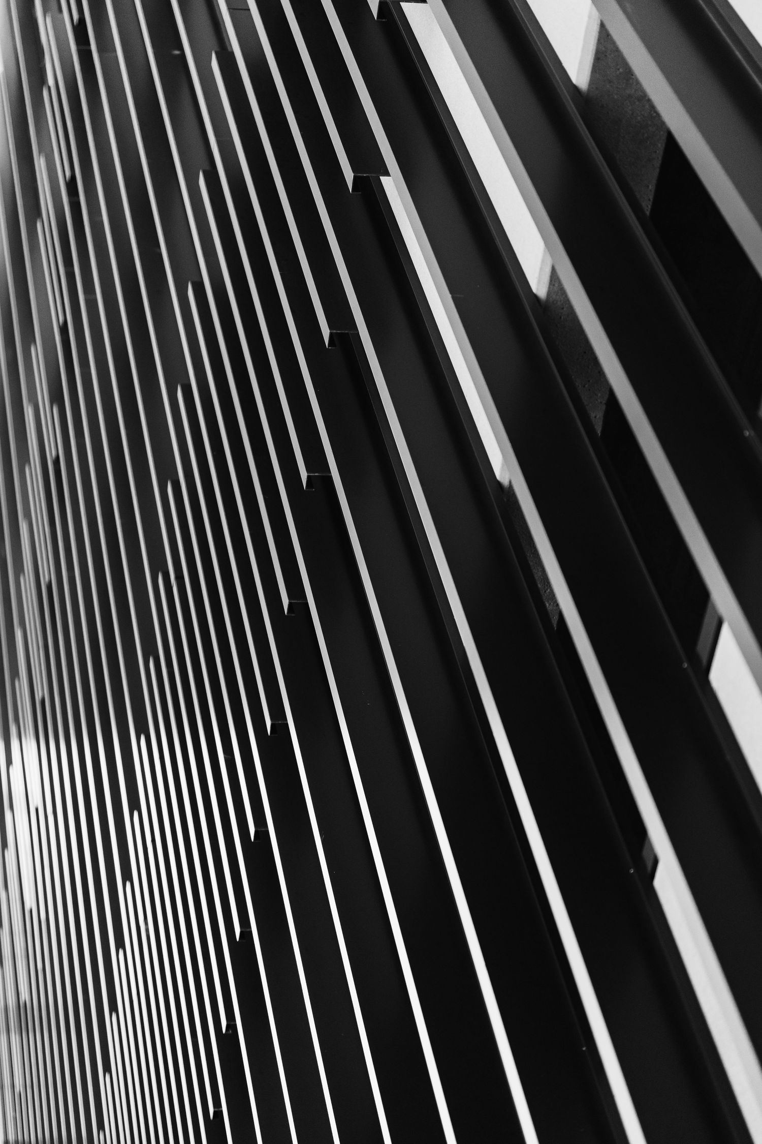 Black and white abstract architectural detail of a modern building facade in Austin, Texas