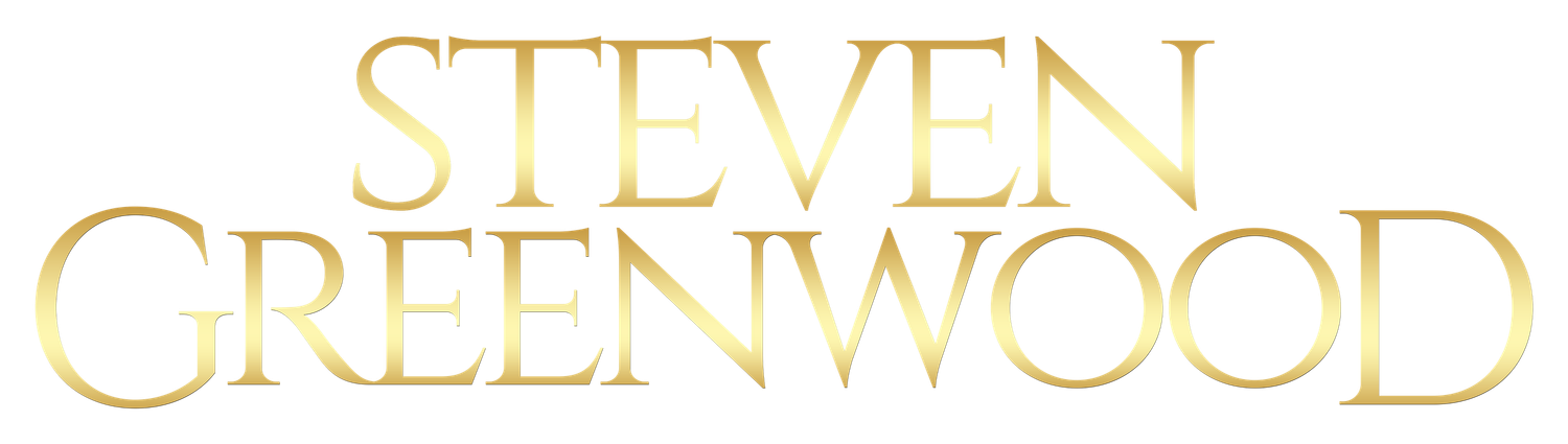 Gold metallic text logo displaying the name Steven Greenwood in elegant serif typography on a white background.