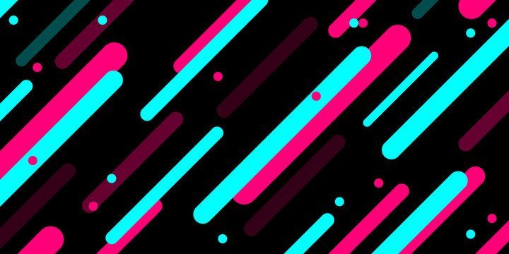 Abstract diagonal pattern with cyan and magenta stripes on black background creating dynamic motion effect.