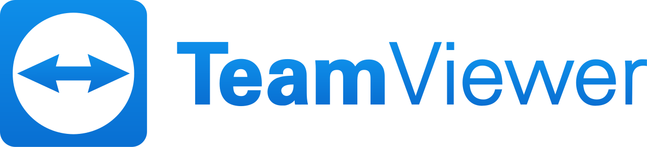 The blue TeamViewer logo with white text and arrow icon appears on a solid background.