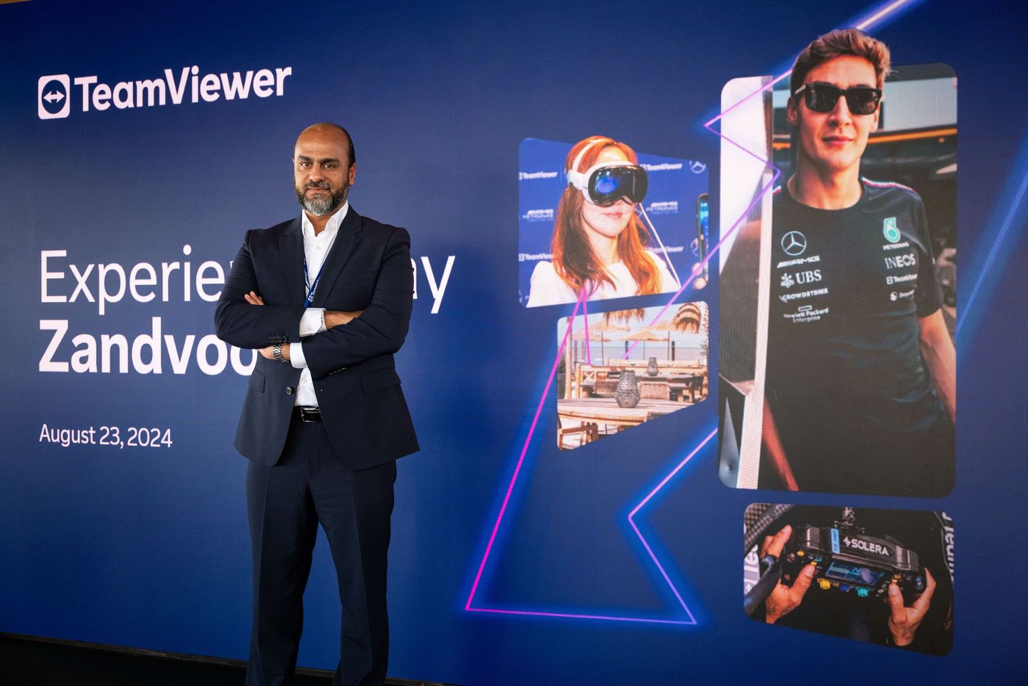 Corporate presentation screen displaying TeamViewer and Zandvoort branding.