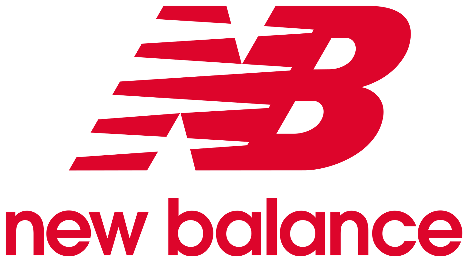 Red New Balance logo design on white background.