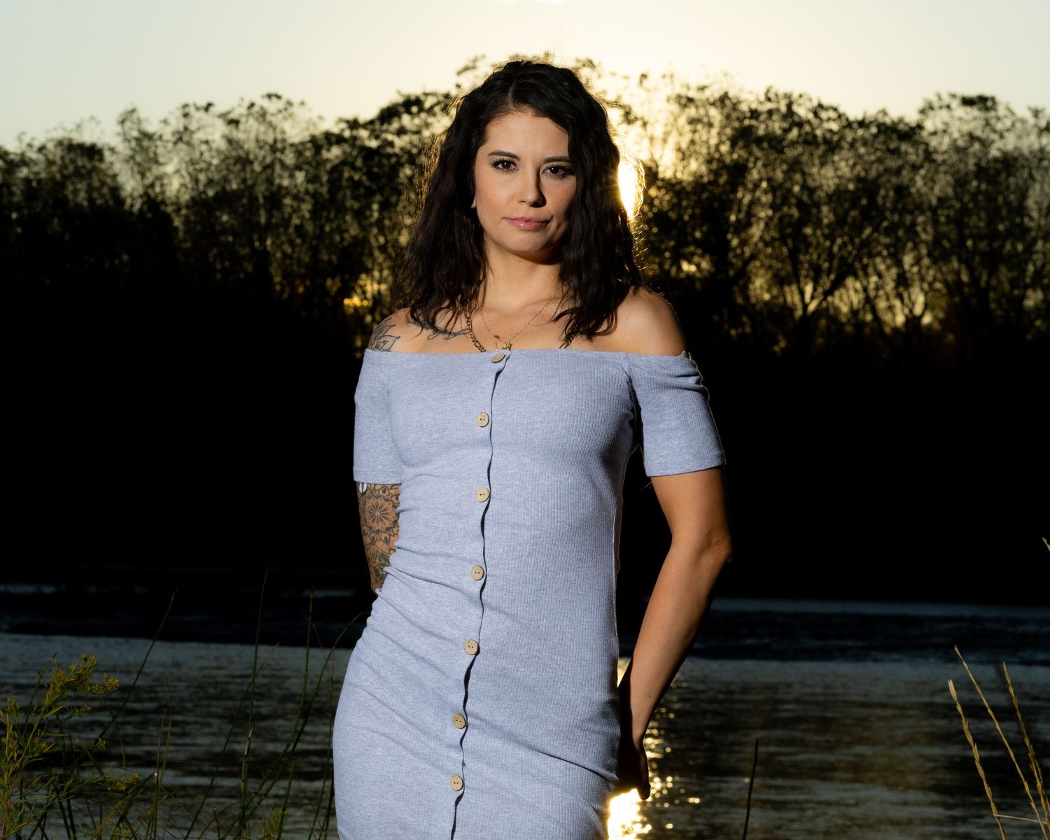 lady by river