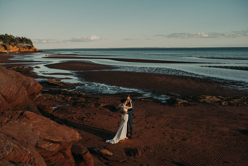 Married couple on a beach in PEI