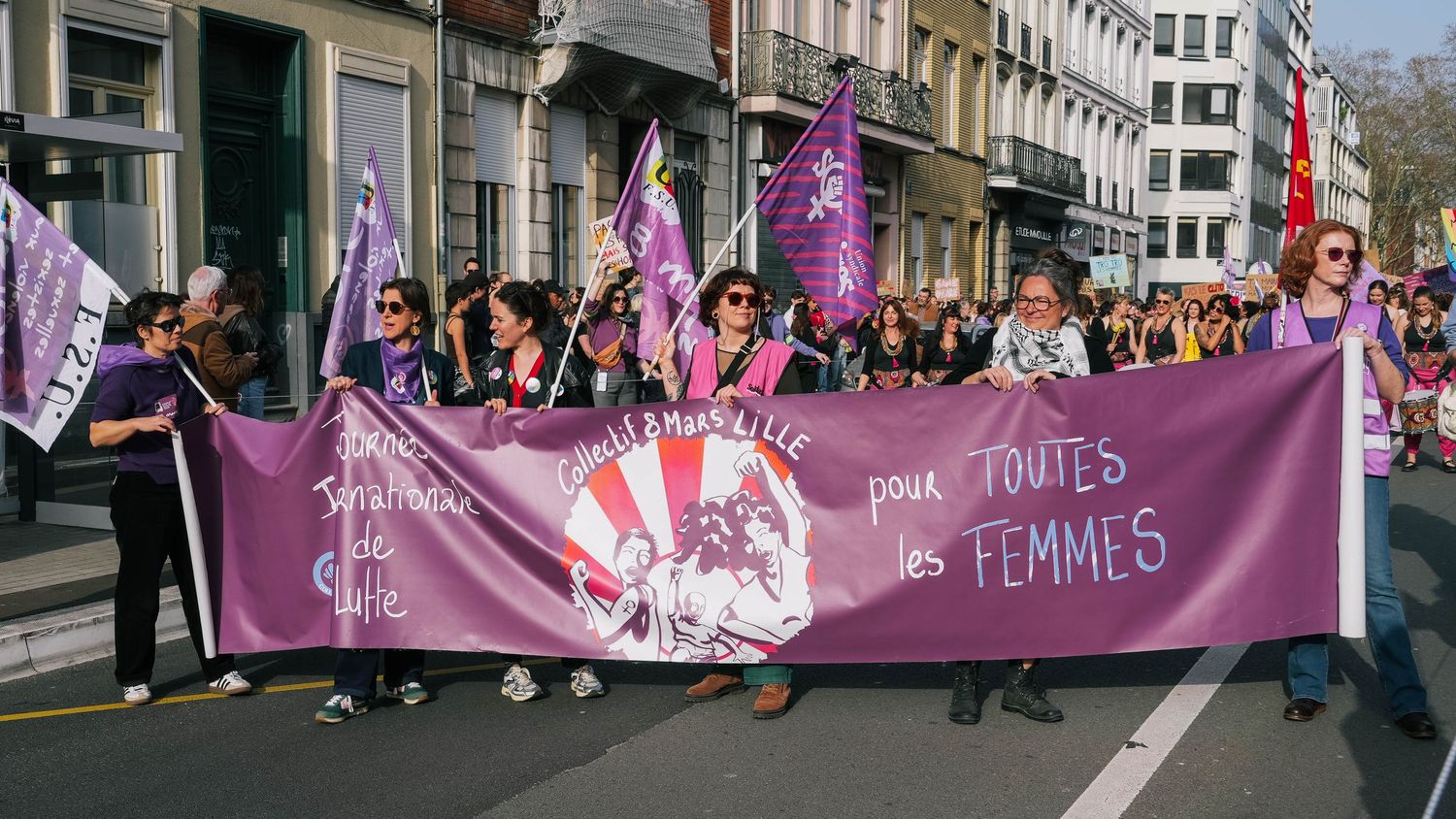 photo prise lors de la manifestation pour la journée du droit des femmes le 8 mars 2026 à Lille.