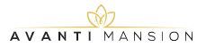 Elegant gold lotus flower logo design for Avanti Mansion on white background.